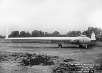 The Derwent powered TS 368 in September 1948, presumably at the time of its maiden flight. E9/44 refers to the MoS Specification the aircraft were built to.  (IWM photo)