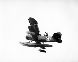 One of the four SOC-3 Seagulls embarked on USS Augusta, identical to (if not actually) the airplane that flew under Sydney Harbour Bridge on October 23rd, 1934. This photo was taken during the Operation Torch landings, North Africa, 1943.   (SDASM 40957476) 