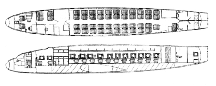 A better (if not clearer) diagram of the L-049 cabin  layout. (Flight magazine)