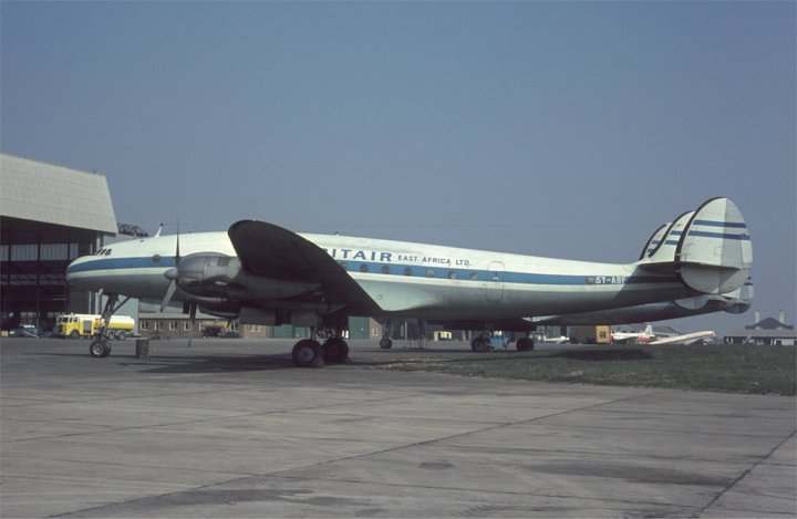 Now registered 5Y-ABF, our Constellation shows her new(-ish) Britair East Africa livery – possibly with her old Euravia stablemate G-AHEN, behind, dating this photo to late 1964. (Zoggavia.com)