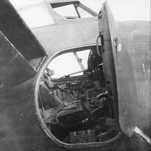 Come on up... looking through the crew door of a Mosquito Mk.XIII NF (Night Fighter), from February 1945. (AWM SUK13768)