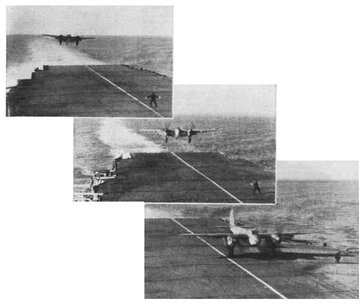 Watch the batsman... Pictures of the first Sea Mosquito deck landing in December 1946. (Flight magazine, February 28th, 1946)