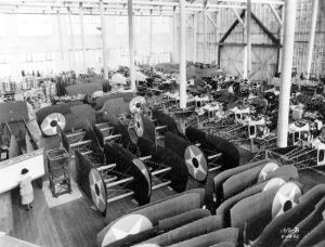 Another view across Boeing's MB-3A assembly room, this one dated August 16, 1922. Note the braced and strutted full=span wings. (SDASM 00025847)