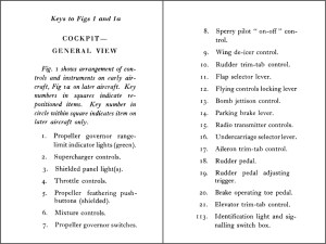 Key for the Liberator III cockpit diagram. (Air Ministry Pilot's Notes)