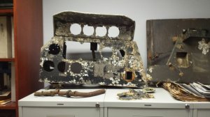 #214's picked clean co-pilot's panel and R/O's table, both recovered during the 2014 dives. (Courtesy of Jack Waid)
