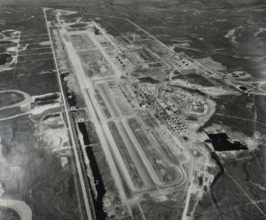 Eielson AFB as it appeared in 1950 (August 14th, to be precise). #214's gravel pit would be dug toward the top of this view, on about the axis of the parallel taxiway. (USAF, courtesy of Jack Waid)
