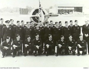 Young Australian pilots at their ‘Wings Parade’, RCAF No.2 Service Flying School near Ottawa, Canada, on May 23rd, 1941. Geoff Oxlade is in the front row, second from the left. (AWM 008402)