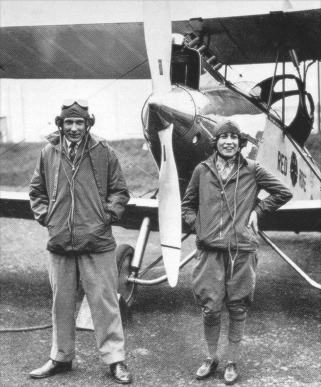 Lancaster and Miller pose in front of G-EBTU before departing Croydon on October 14th, 1927. (wikipedia)