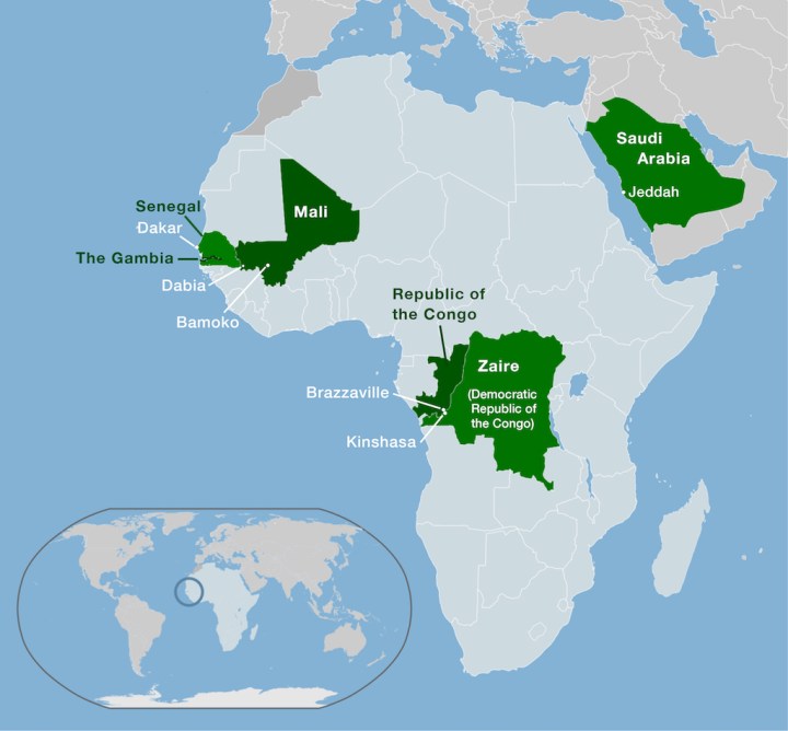 Out Of Africa... #19875's destinations as Air Dabia C5-FBS. (Base map from wikimedia)