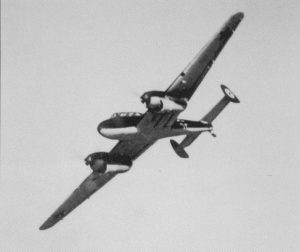 A wartime propaganda picture of a Bf 110B. Goering saw the twin engine Zerstörer force as an elite group, committed solely to offensive combat – unlike the Bf 109s. (US National Archives RG 242)