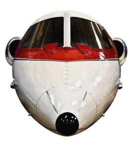 With anti-ice tear ducts and puppy-ear jets, the PIma A&S Museum's Learjet 23 N88B (msn 23-015) belies its speedy pedigree. (Manolo Chrétien)