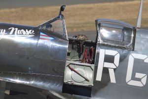 The open cockpit of Spitfire Mk.VIII MV239. This was the very last HF VIII delivered to Australia, and now flies for Temora Aviation Museum in the South West Pacific 'Grey Nurse' colours of WingCdr. RH (Bobby) Gibbes, 80 Wing, RAAF. (airscape photo)